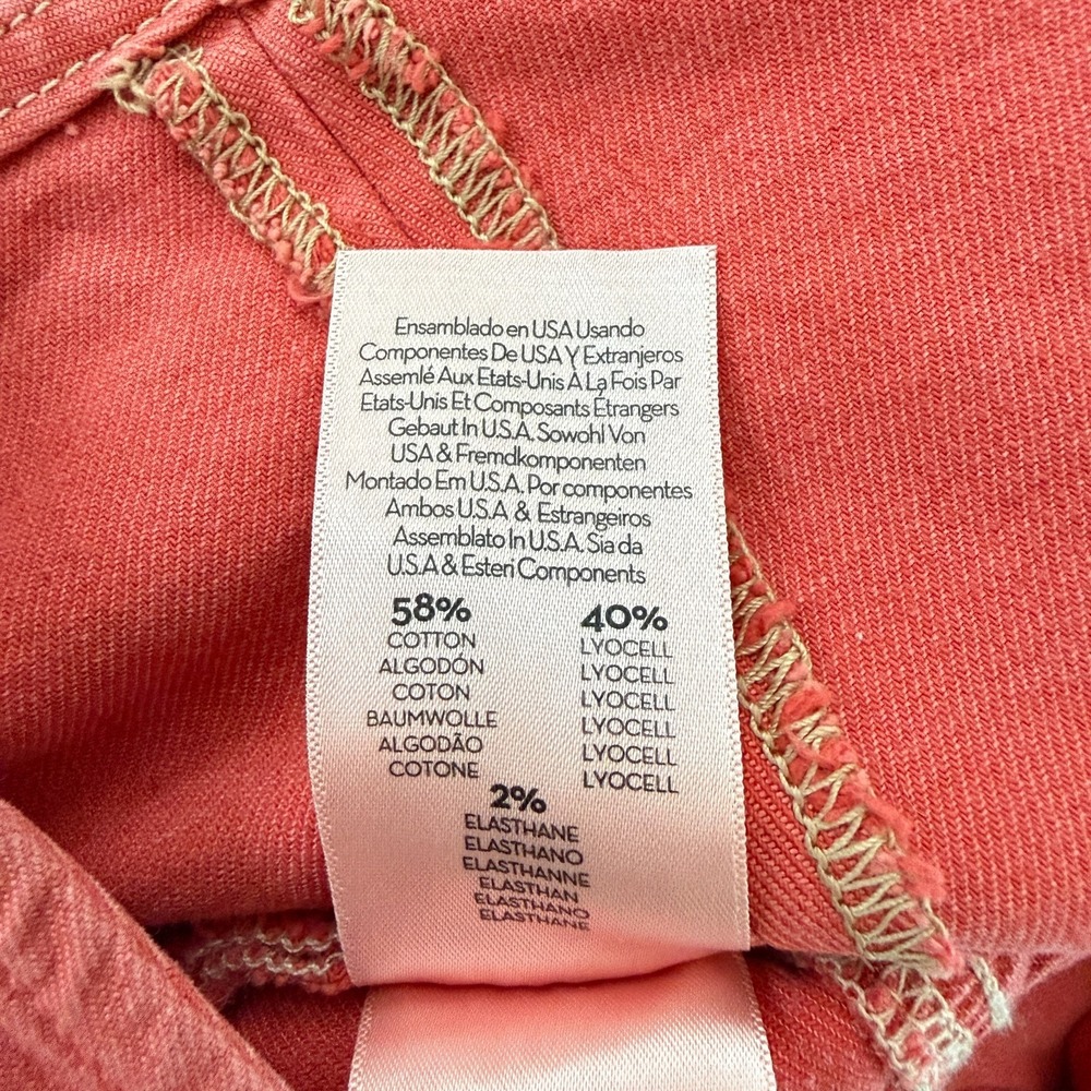 Mother The Ruffle Mini Skirt Size 27 (4) Hot Coral Denim Boho Coastal Cowgirl - Picture 6 of 13